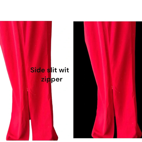 Ruffle One Shoulder Strap Formal Prom Wedding Red Large Red Gown BNWT - Picture 7 of 9